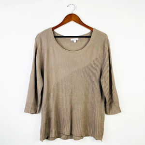 New York & Company Brown Tan‎ Ribbed Sweater Top XL